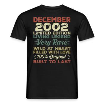 December 2002 - birthday December 2002 year - Men's T-Shirt - black - Front - AI Model Male 178 light (178cm)