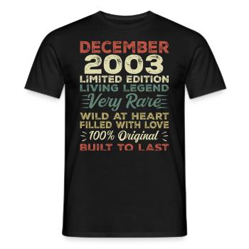December 2003 - birthday December 2003 year - Men's T-Shirt - black - Front - AI Model Male 178 light (178cm)