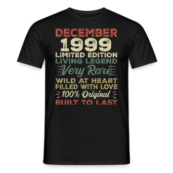 December 1999 - birthday December 1999 year - Men's T-Shirt - black - Front - AI Model Male 178 light (178cm)