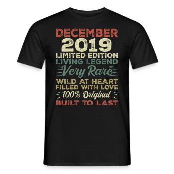 December 2019 - Birthday December 2019 year - Men's T-Shirt - black - Front - AI Model Male 178 light (178cm)