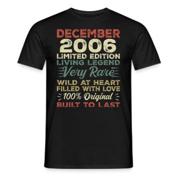 December 2006 - birthday December 2006 year - Men's T-Shirt - black - Front - AI Model Male 178 light (178cm)
