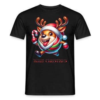 Lustiges Rentier Weihnachten - Männer T-Shirt - Schwarz - Vorne - AI Model Male 178 light (178cm)