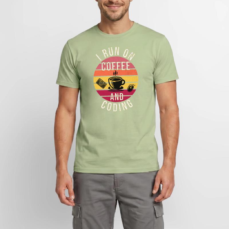 I Run on Coffee and Coding – Programmer Style Men's T-Shirt