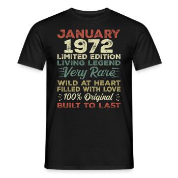January 1972 birthday - January 1972, January 1972 - Men's T-Shirt - black - Front - AI Model Male 178 light (178cm)