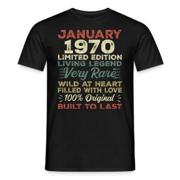 Janvier 1970 Anniversaire - Janvier 1970, Janvier 1970 - T-shirt homme - noir - Devant - AI Model Male 178 light (178cm)