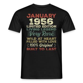 Januar 1956 Geburtstag - Januar 1956, January 1956 - Männer T-Shirt - Schwarz - Vorne - AI Model Male 178 light (178cm)
