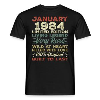 Anniversaire de Janvier 1984 - Janvier 1984, Janvier 1984 - T-shirt homme - noir - Devant - AI Model Male 178 light (178cm)