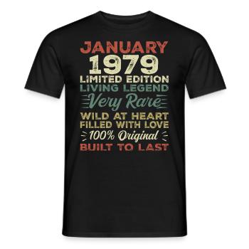 January 1979 birthday - January 1979, January 1979 - Men's T-Shirt - black - Front - AI Model Male 178 light (178cm)