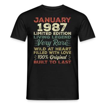 Januar 1987 Geburtstag - Januar 1987, January 1987 - Männer T-Shirt - Schwarz - Vorne - AI Model Male 178 light (178cm)