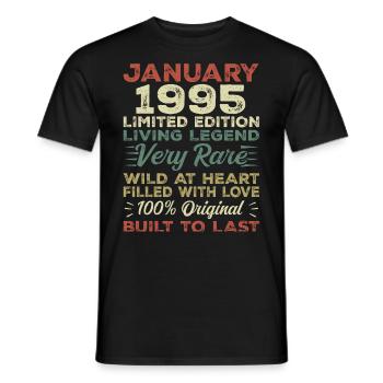Janvier 1995 Anniversaire - Janvier 1995, Janvier 1995 - T-shirt homme - noir - Devant - AI Model Male 178 light (178cm)