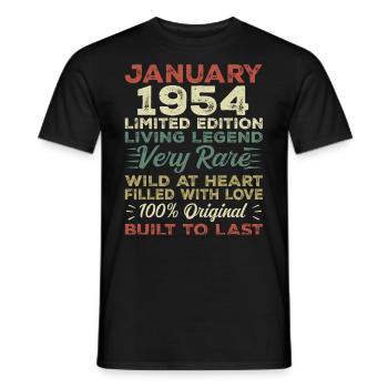 Anniversaire de Janvier 1954 - Janvier 1954, Janvier 1954 - T-shirt homme - noir - Devant - AI Model Male 178 light (178cm)