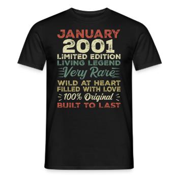 January 2001 Birthday - January 2001, January 2001 - Men's T-Shirt - black - Front - AI Model Male 178 light (178cm)