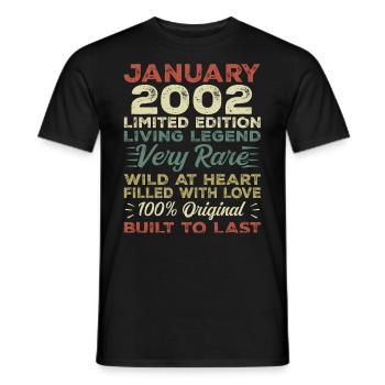 Janvier 2002 Anniversaire - Janvier 2002, Janvier 2002 - T-shirt homme - noir - Devant - AI Model Male 178 light (178cm)