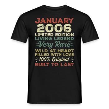 January 2006 Birthday - January 2006, January 2006 - Men's T-Shirt - black - Front - AI Model Male 178 light (178cm)