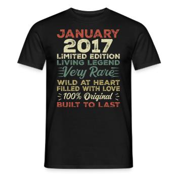 Januar 2017 Geburtstag - Januar 2017, January 2017 - Männer T-Shirt - Schwarz - Vorne - AI Model Male 178 light (178cm)