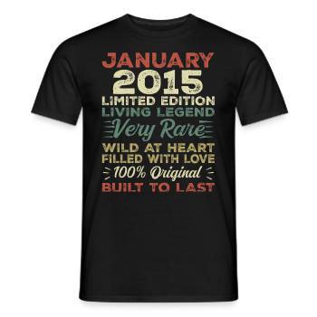 Janvier 2015 Anniversaire - Janvier 2015, Janvier 2015 - T-shirt homme - noir - Devant - AI Model Male 178 light (178cm)