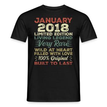 January 2018 Birthday - January 2018, January 2018 - Men's T-Shirt - black - Front - AI Model Male 178 light (178cm)