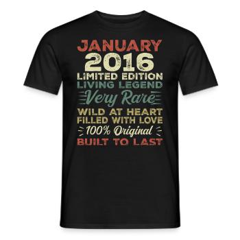 Janvier 2016 Anniversaire - Janvier 2016, Janvier 2016 - T-shirt homme - noir - Devant - AI Model Male 178 light (178cm)