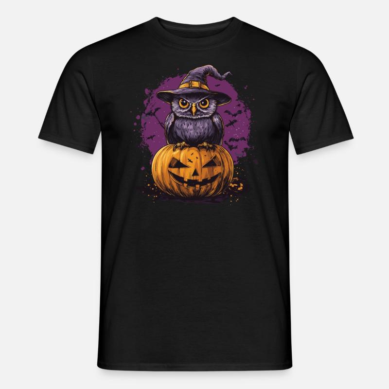 Lustige Halloween Eule - Männer T-Shirt - Schwarz