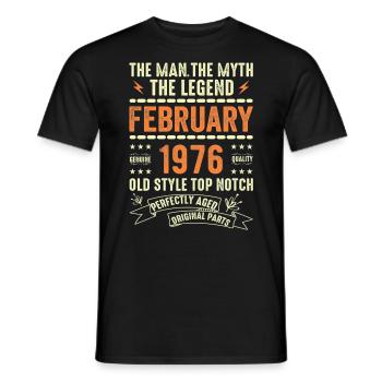 Février 1976 - Février 1976 Anniversaire Février 1976 - T-shirt homme - noir - Devant - AI Model Male 178 light (178cm)