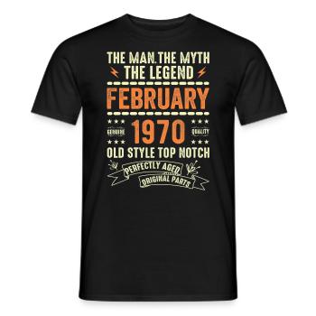 Février 1970 - Février 1970 Anniversaire Février 1970 - T-shirt homme - noir - Devant - AI Model Male 178 light (178cm)