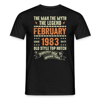Février 1983 - Février 1983 Anniversaire Février 1983 - T-shirt homme - noir - Devant - AI Model Male 178 light (178cm)