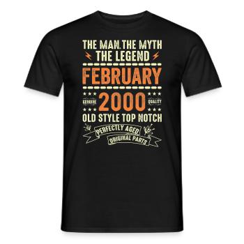 Février 2000 - Février 2000 Anniversaire Février 2000 - T-shirt homme - noir - Devant - AI Model Male 178 light (178cm)