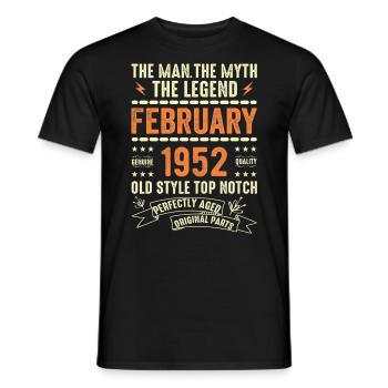 Février 1952 - Février 1952 Anniversaire Février 1952 - T-shirt homme - noir - Devant - AI Model Male 178 light (178cm)