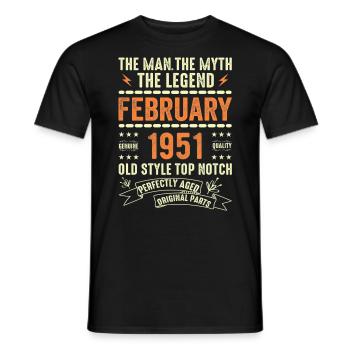 Février 1951 - Février 1951 Anniversaire Février 1951 - T-shirt homme - noir - Devant - AI Model Male 178 light (178cm)