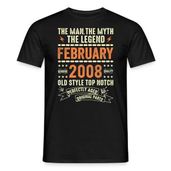 Février 2008 - Février 2008 Anniversaire Février 2008 - T-shirt homme - noir - Devant - AI Model Male 178 light (178cm)