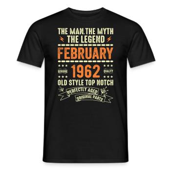Février 1962 - Février 1962 Anniversaire Février 1962 - T-shirt homme - noir - Devant - AI Model Male 178 light (178cm)
