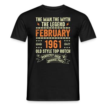 Février 1961 - Février 1961 Anniversaire Février 1961 - T-shirt homme - noir - Devant - AI Model Male 178 light (178cm)