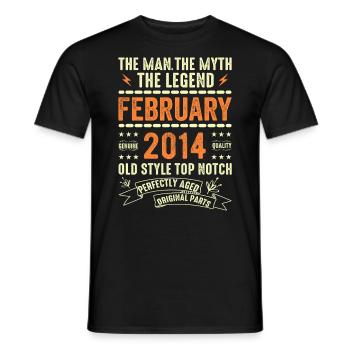 Février 2014 - Février 2014 Anniversaire Février 2014 - T-shirt homme - noir - Devant - AI Model Male 178 light (178cm)