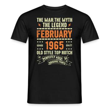 Février 1965 - Février 1965 Anniversaire Février 1965 - T-shirt homme - noir - Devant - AI Model Male 178 light (178cm)