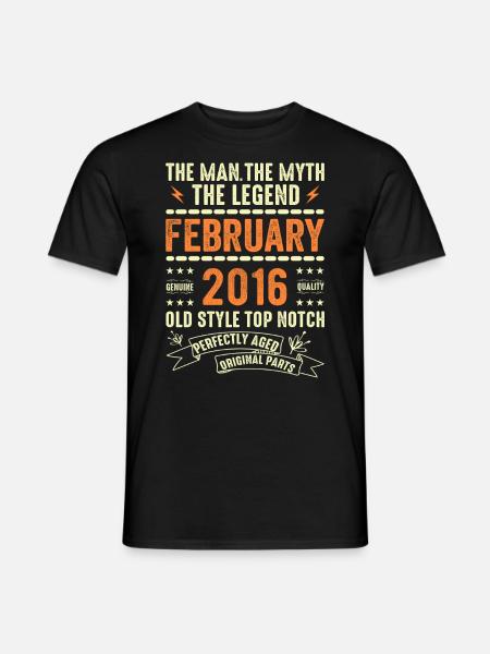 Februar 2016 - Februar 2016 Jahrestag Februar 2016 - Männer T-Shirt - Schwarz