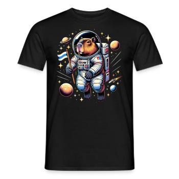 Capybaras Cute Capybara Astronaut - Men's T-Shirt - black - Front - AI Model Male 178 light (178cm)