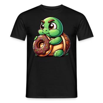 Tortue mignonne beignet dessin animé bite drôle - T-shirt homme - noir - Devant - AI Model Male 178 light (178cm)