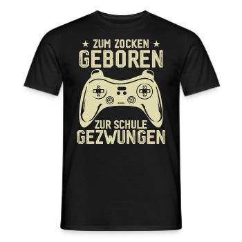 Né pour jouer, forcé d’aller à l’école - T-shirt homme - noir - Devant - AI Model Male 178 light (178cm)