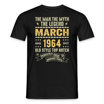 Mars 1964 Jubilé 1964 - Légendes Mars 1964 - T-shirt homme - noir - Devant - AI Model Male 178 light (178cm)