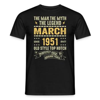March 1951 Jubilee 1951 - Legends March 1951 - Men's T-Shirt - black - Front - AI Model Male 178 light (178cm)
