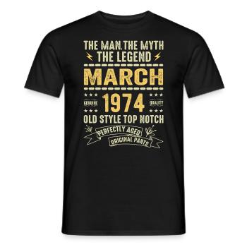 Mars 1974 Jubilé 1974 - Légendes Mars 1974 - T-shirt homme - noir - Devant - AI Model Male 178 light (178cm)