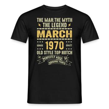 Mars 1970 Jubilé 1970 - Légendes Mars 1970 - T-shirt homme - noir - Devant - AI Model Male 178 light (178cm)