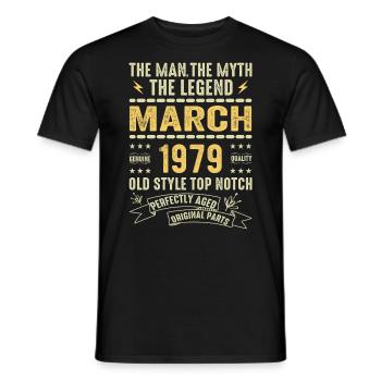 März 1979 Jubiläum 1979 - Legenden März 1979 - Männer T-Shirt - Schwarz - Vorne - AI Model Male 178 light (178cm)
