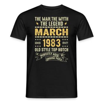 März 1983 Jubiläum 1983 - Legenden März 1983 - Männer T-Shirt - Schwarz - Vorne - AI Model Male 178 light (178cm)