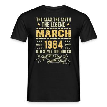 Mars 1984 Jubilé 1984 - Légendes Mars 1984 - T-shirt homme - noir - Devant - AI Model Male 178 light (178cm)