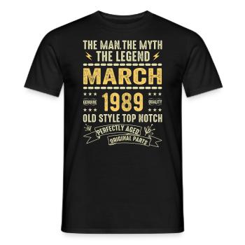 March 1989 Jubilee 1989 - Legends March 1989 - Men's T-Shirt - black - Front - AI Model Male 178 light (178cm)