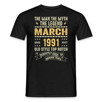 Mars 1991 Jubilé 1991 - Légendes Mars 1991 - T-shirt homme - noir - Devant - AI Model Male 178 light (178cm)