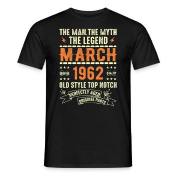 Mars 1962 Cadeau d’anniversaire Vintage Mars 1962 - T-shirt homme - noir - Devant - AI Model Male 178 light (178cm)