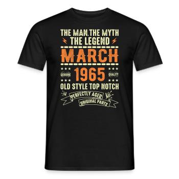 Mars 1965 Cadeau d’anniversaire Vintage Mars 1965 - T-shirt homme - noir - Devant - AI Model Male 178 light (178cm)