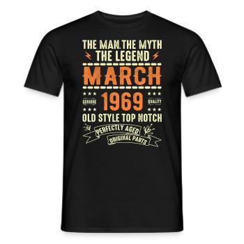 März 1969 Geburtstagsgeschenk Vintage März 1969 - Männer T-Shirt - Schwarz - Vorne - AI Model Male 178 light (178cm)